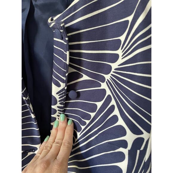 J. Crew Open Front Blazer Blue Cream Size 4 - Picture 4 of 7